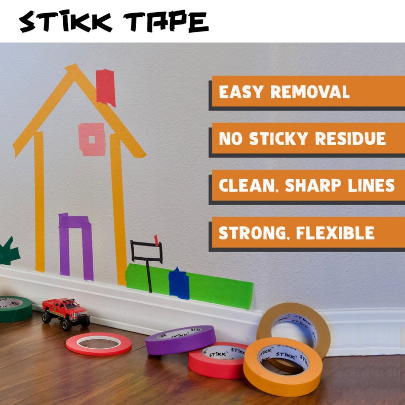 STIKK Painters Tape - 3pk Orange Painter Tape - 1/4 inch x 60 Yards - Paint Tape for Painting, Edges, Trim, Ceilings - Masking Tape for DIY Paint Projects - Residue-Free Painting Tape - Image 5